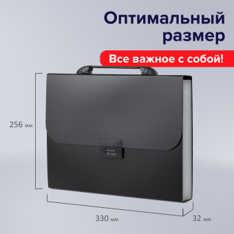 Папка-портфель пластиковая BRAUBERG "Energy" А4 (330х256х32 мм), 7 отделений, черная, 221204 за 433 ₽. Портфели пластиковые. Доставка по России. Без переплат!
