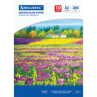 Бумага для акварели БОЛЬШАЯ А2, 10 л., 200 г/м2, 400х590 мм, BRAUBERG, "Луг", 111062 за 271 ₽. Альбомы и бумага для акварели и масла. Доставка по России. Без переплат!
