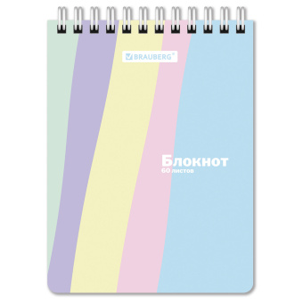 Блокнот МАЛЫЙ ФОРМАТ А6 108х145 мм, 60 л., гребень, картон, клетка, кросс-серия "PASTEL", BRAUBERG, 117033 за 38 ₽. Блокноты. Доставка по России. Без переплат!