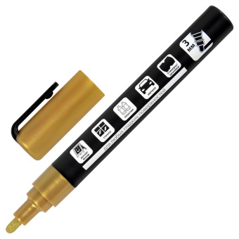 Маркер меловой CHALK LIQUID MARKER, ЗОЛОТИСТЫЙ, 3 мм, стираемый, BRAUBERG "CHALK", 152594 за 94 ₽. Маркеры меловые. Доставка по России. Без переплат!