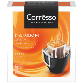 Кофе в дрип-пакетах COFFESSO "Caramel Cream" 5 порций по 10 г, 102540 за 298 ₽. Кофе растворимый. Доставка по России. Без переплат!