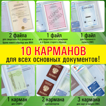 Папка-органайзер, обложка семейная для 1-го комплекта документов, А4, ПВХ, матовая, STAFF, 238337 за 142 ₽. Папки для семейных документов. Доставка по России. Без переплат!