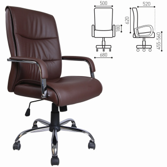 Кресло офисное BRABIX "Space EX-508", экокожа, хром, коричневое, 531164 за 13 230 ₽. Кресла для руководителей. Доставка по России. Без переплат!