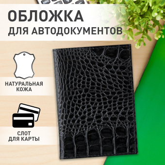 Обложка для автодокументов натуральная кожа кайман, без тиснения, черная, BRAUBERG, 238189 за 360 ₽. Обложки для автодокументов и бумажники водителя. Доставка по России. Без переплат!