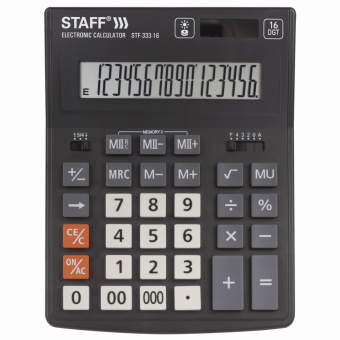Калькулятор настольный STAFF PLUS STF-333 (200x154 мм), 16 разрядов, двойное питание, 250417 за 832 ₽. Калькуляторы настольные. Доставка по России. Без переплат!