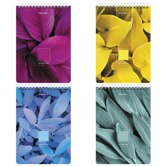 Блокнот А5 (146х206 мм), 80 л., гребень, картон, клетка, BRAUBERG, "Яркие листья", 114372 за 72 ₽. Блокноты. Доставка по России. Без переплат!