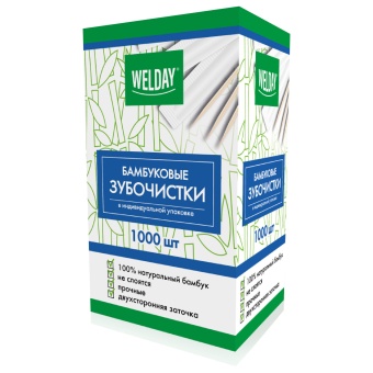Зубочистки бамбуковые 1000 штук в индивидуальной упаковке, WELDAY (ВЭЛДЭЙ), 607568 за 253 ₽. Зубочистки. Доставка по России. Без переплат!