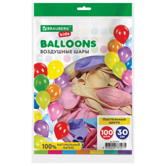 Шары воздушные 30 см, 100 штук, "МАКАРУНС", ассорти, BRAUBERG KIDS, 591879 за 395 ₽. Шары воздушные и аксессуары к ним. Доставка по России. Без переплат!