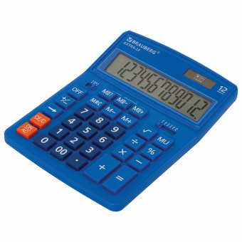 Калькулятор настольный BRAUBERG EXTRA-12-BU (206x155 мм), 12 разрядов, двойное питание, СИНИЙ, 250482 за 988 ₽. Калькуляторы настольные. Доставка по России. Без переплат!