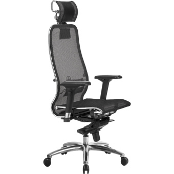 Кресло офисное МЕТТА "SAMURAI" S-3.04, с подголовником, сверхпрочная ткань-сетка, черное за 39 664 ₽. Кресла SAMURAI. Доставка по России. Без переплат!