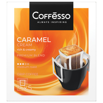 Кофе в дрип-пакетах COFFESSO "Caramel Cream" 5 порций по 10 г, 102540 за 323 ₽. Кофе растворимый. Доставка по России. Без переплат!