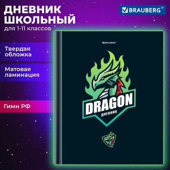 Дневник 1-11 класс 40 л., твердый, BRAUBERG, матовая ламинация, "Dragon", 107178 за 49 ₽. Дневники универсальные. Доставка по России. Без переплат!