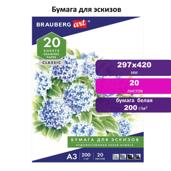 Папка для рисования БОЛЬШОГО ФОРМАТА А3, 20 л., 200 г/м2, BRAUBERG, 297х420 мм, 129224 за 209 ₽. Альбомы, скетчбуки и бумага для графики и эскизов. Доставка по России. Без переплат!