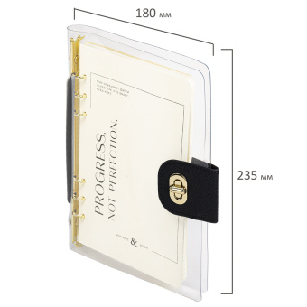 Блокнот А5 180x235 мм, BRAUBERG "Fabulous", гибкий, на кольцах, застежка, 80 л., черный, 116196 за 491 ₽. Бизнес-блокноты и бизнес-тетради. Доставка по России. Без переплат!