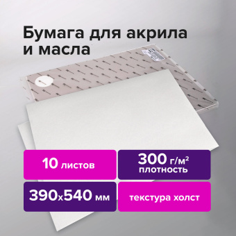 Бумага для акриловых и масляных красок, 300 г/м2, 390x540 мм, 10 листов, BRAUBERG ART PREMIERE, 113269 за 1 210 ₽. Альбомы и бумага для акварели и масла. Доставка по России. Без переплат!