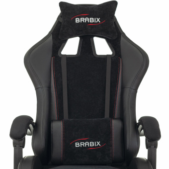 Кресло компьютерное BRABIX "Striker GM-121", синхромеханизм, 2 подушки, экокожа/велюр, черное, 532962 за 15&nbsp;140 ₽. Кресла игровые. Доставка по России. Без переплат!