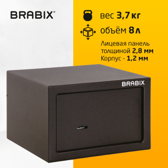 Сейф мебельный BRABIX "SF-170KL", 170х260х230 мм, ключевой замок, черный, 291142, S103BR210514 за 3&nbsp;722 ₽. Сейфы мебельные, офисные. Доставка по России. Без переплат!