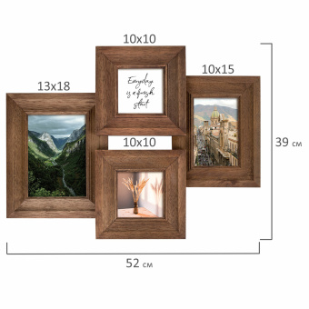 Рамка из мангового дерева BRAUBERG LOFT QUAD, фото разного размера, стекло, 52х39 см, 391283 за 2 545 ₽. Рамки для дипломов, сертификатов, грамот, фотографий. Доставка по России. Без переплат!