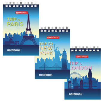 Блокнот МАЛЫЙ ФОРМАТ А7 75х105 мм, 40 л., гребень, картон, клетка, BRAUBERG, "Города", 129856 за 16 ₽. Блокноты. Доставка по России. Без переплат!