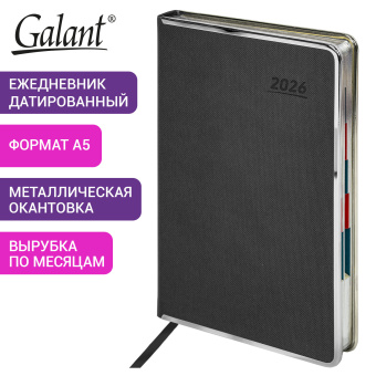 Ежедневник датированный 2026 А5 148х218 мм, GALANT "Infinity Silver", под кожу, серый, 117499 за 1 095 ₽. Ежедневники с покрытием "под кожу и ткань". Доставка по России. Без переплат!
