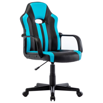 Кресло компьютерное BRABIX "Stripe GM-202", экокожа, черное/голубое, 532509 за 7&nbsp;197 ₽. Кресла игровые. Доставка по России. Без переплат!