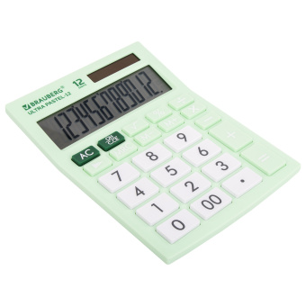 Калькулятор настольный BRAUBERG ULTRA PASTEL-12-LG (192x143 мм), 12 разрядов, двойное питание, МЯТНЫЙ, 250504 за 884 ₽. Калькуляторы настольные. Доставка по России. Без переплат!