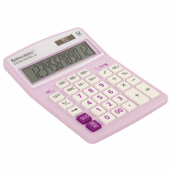 Калькулятор настольный BRAUBERG EXTRA PASTEL-12-PR (206x155 мм), 12 разрядов, двойное питание, СИРЕНЕВЫЙ, 250489 за 988 ₽. Калькуляторы настольные. Доставка по России. Без переплат!