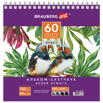 Скетчбук, белая бумага 100 г/м2, 190х190 мм, 60 л., гребень, жёсткая подложка, BRAUBERG ART DEBUT, 110998 за 64 ₽. Альбомы, скетчбуки и бумага для графики и эскизов. Доставка по России. Без переплат!