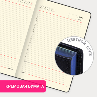 Ежедневник недатированный А5 138х213 мм BRAUBERG "FLAME", под кожу, 160 л., черный, синий срез, 113427 за 386 ₽. Ежедневники с покрытием "под кожу и ткань". Доставка по России. Без переплат!