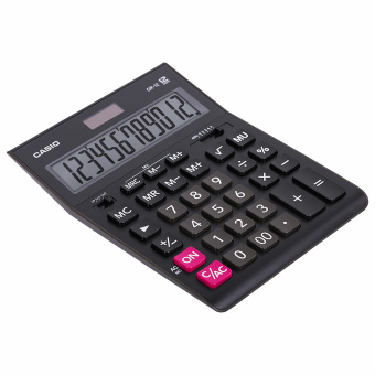 Калькулятор настольный CASIO GR-12-W (209х155 мм), 12 разрядов, двойное питание, черный, европодвес, GR-12-W-EP за 1 711 ₽. Калькуляторы настольные. Доставка по России. Без переплат!
