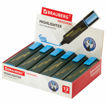 Текстовыделитель BRAUBERG "ORIGINAL", ГОЛУБОЙ, линия 1-5 мм, 151684 за 46 ₽. Текстовыделители. Доставка по России. Без переплат!