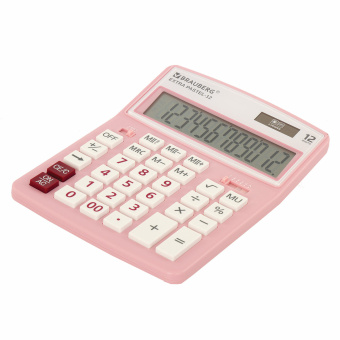 Калькулятор настольный BRAUBERG EXTRA PASTEL-12-PK (206x155 мм), 12 разрядов, двойное питание, РОЗОВЫЙ, 250487 за 988 ₽. Калькуляторы настольные. Доставка по России. Без переплат!