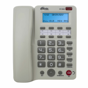 Телефон RITMIX RT-550 white, АОН, спикерфон, память 100 номеров, тональный/импульсный режим, белый, 80002154 за 2 930 ₽. Стационарные телефоны. Доставка по России. Без переплат!