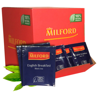 Чай MILFORD "English Breakfast" черный, 200 пакетиков в конвертах по 1,75 г, 6990 РК за 1 296 ₽. Чай пакетированный. Доставка по России. Без переплат!