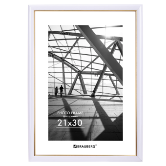 Рамка 21х30 см небьющаяся, багет 14,6 мм, пластик, BRAUBERG "Original Line", белая/золото, 391236 за 445 ₽. Рамки для дипломов, сертификатов, грамот, фотографий. Доставка по России. Без переплат!