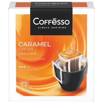 Кофе в дрип-пакетах COFFESSO "Caramel Cream" 5 порций по 10 г, 102540 за 323 ₽. Кофе растворимый. Доставка по России. Без переплат!