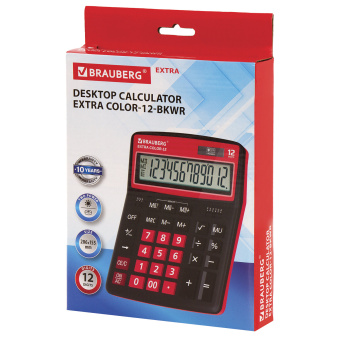 Калькулятор настольный BRAUBERG EXTRA COLOR-12-BKWR (206x155 мм), 12 разрядов, двойное питание, ЧЕРНО-МАЛИНОВЫЙ, 250479 за 988 ₽. Калькуляторы настольные. Доставка по России. Без переплат!