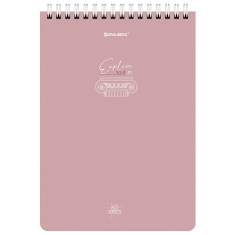 Блокнот А5 (146х206 мм), 60 л., гребень, картон, клетка, BRAUBERG, "Pastel", 114362 за 68 ₽. Блокноты. Доставка по России. Без переплат!