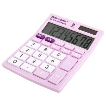 Калькулятор настольный BRAUBERG ULTRA PASTEL-08-PR, КОМПАКТНЫЙ (154x115 мм), 8 разрядов, двойное питание, СИРЕНЕВЫЙ, 250516 за 618 ₽. Калькуляторы настольные. Доставка по России. Без переплат!