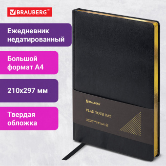 Ежедневник недатированный БОЛЬШОЙ ФОРМАТ 210х297 мм, А4, BRAUBERG "Iguana", под кожу, 160 л., черный,114452 за 1 049 ₽. Ежедневники с покрытием "под кожу и ткань". Доставка по России. Без переплат!