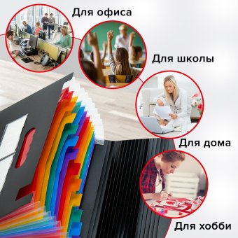 Папка-органайзер для бумаг и документов на резинке, 13 отделений, BRAUBERG DOCS, А4, черная, 271152 за 586 ₽. Папки пластиковые с отделениями. Доставка по России. Без переплат!