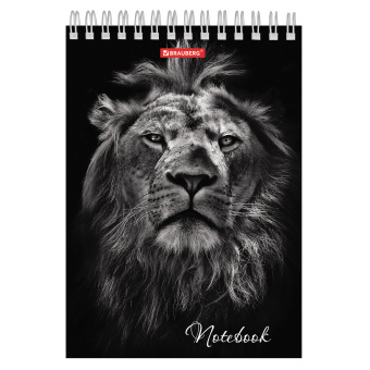 Блокнот А5, 146х205 мм, 60 л., гребень, картон, жесткая подложка, клетка, BRAUBERG, "Животные", 129810 за 68 ₽. Блокноты. Доставка по России. Без переплат!