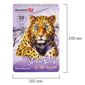 Скетчбук, белая бумага 180 г/м2, 165х240 мм, 20 л., гребень, твердая обложка, BRAUBERG ART CLASSIC, 112993 за 109 ₽. Альбомы, скетчбуки и бумага для графики и эскизов. Доставка по России. Без переплат!