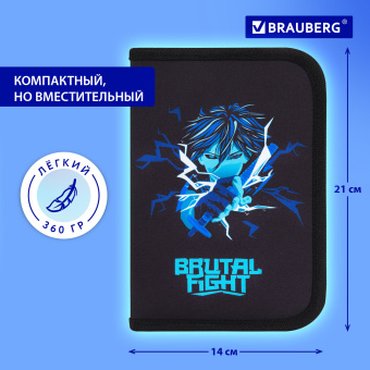 Пенал BRAUBERG с наполнением, 1 отделение, 1 откидная планка, 24 предмета, 21х14 см, "Anime fight", 272354 за 622 ₽. Пеналы с наполнением. Доставка по России. Без переплат!