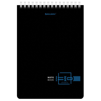 Блокнот А5 (146х206 мм), 80 л., гребень, картон, жесткая подложка, клетка, BRAUBERG, "Dark", 114387 за 65 ₽. Блокноты. Доставка по России. Без переплат!
