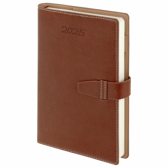 Ежедневник датированный 2025, А5, 143x218 мм, BRAUBERG "Journal", под кожу, застежка, органайзер, коричневый, 115883 за 118 ₽. Ежедневники с покрытием "под кожу и ткань". Доставка по России. Без переплат!