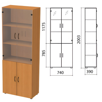Шкаф закрытый со стеклом "Фея", 740х390х2000 мм, цвет орех милан (КОМПЛЕКТ) за 24&nbsp;785 ₽. Набор мебели "Фея". Доставка по России. Без переплат!