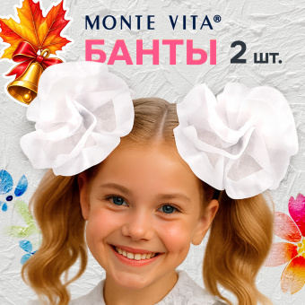 Бант для волос НАБОР 2 шт., диаметр 17 см, на резинке, белый, MONTE VITA (МОНТЕ ВИТА), 457115 за 192 ₽. Банты для волос. Доставка по России. Без переплат!