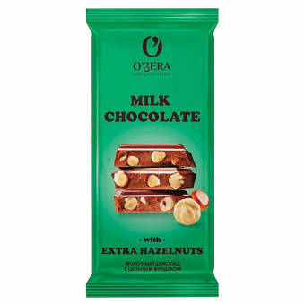 Шоколад O'ZERA "Milk & Extra Hazelnut" молочный, с цельным фундуком, 90 г, ПШ526 за 148 ₽. Шоколад. Доставка по России. Без переплат!