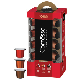 Кофе в капсулах 50 порций "Ассорти 3 вкусов" для Nespresso, COFFESSO, 100944 за 1 472 ₽. Кофе и какао в капсулах. Доставка по России. Без переплат!